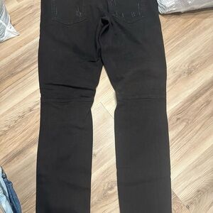 Black Straight Leg Jeans with Seam Detailing